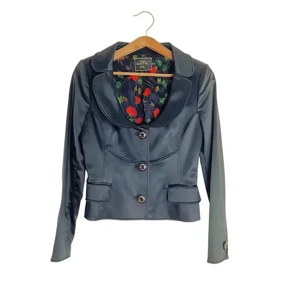 Vintage Dolce & Gabbana Only Under 40 Collection Black Satin Jacket Size 6 US - Picture 1 of 12